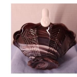 Imperial Herringbone Purple Slag Handled Basket with Label Sticker-M